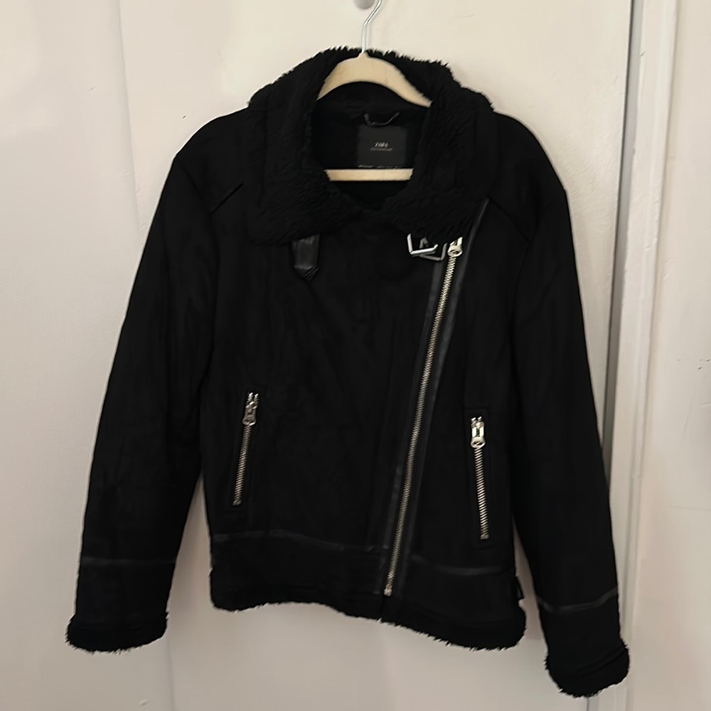 Zara Black Sherpa Moro Jacket